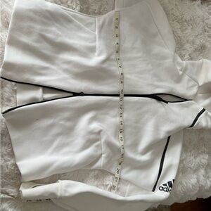 Adidas white double zip Jacket with thumb holes